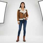 Bruine Suedine Jas voor Dames – Zacht Suède-Look Jack