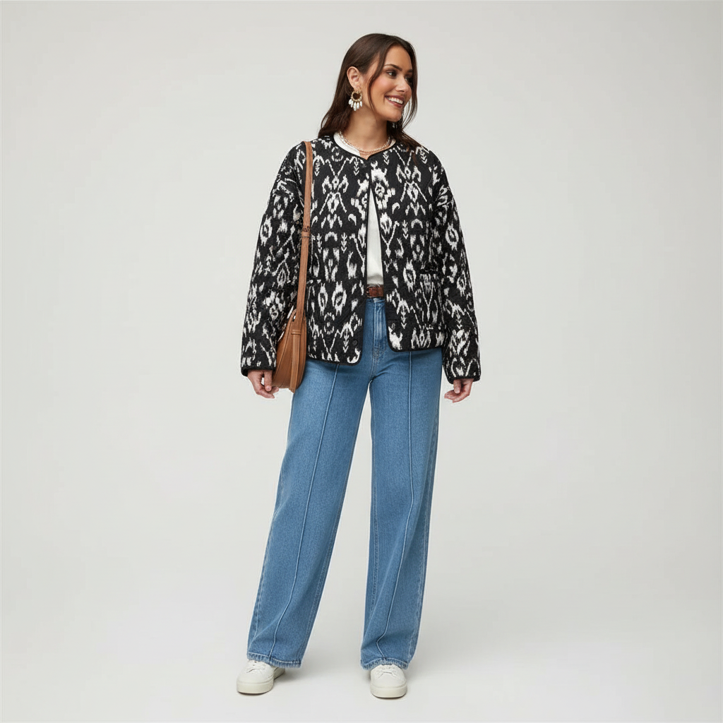 Korte Jas met Ikat Print voor Dames