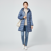 Lichtgewicht Lange Gewatteerde Jas Dames