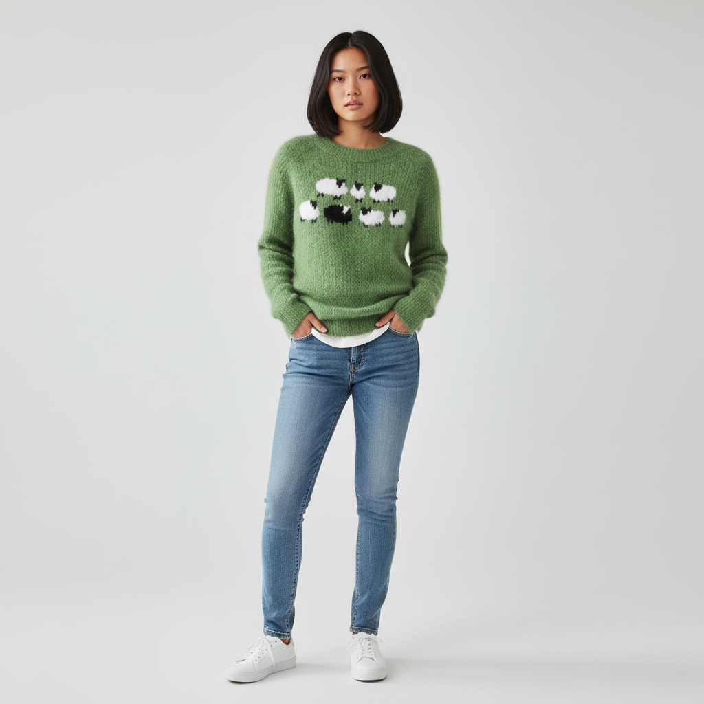 Wollen Trui met Schapenprint voor Dames