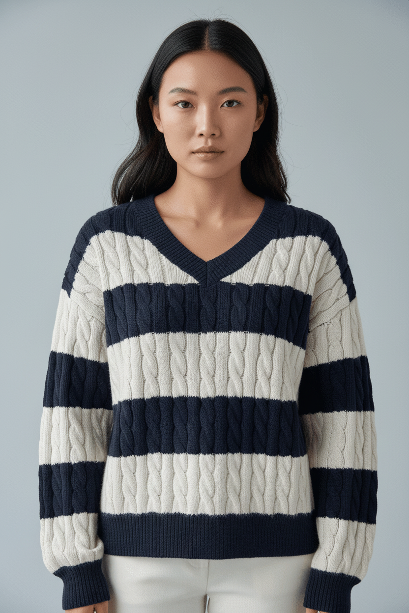 Dea Studios Gestreepte V-hals Trui