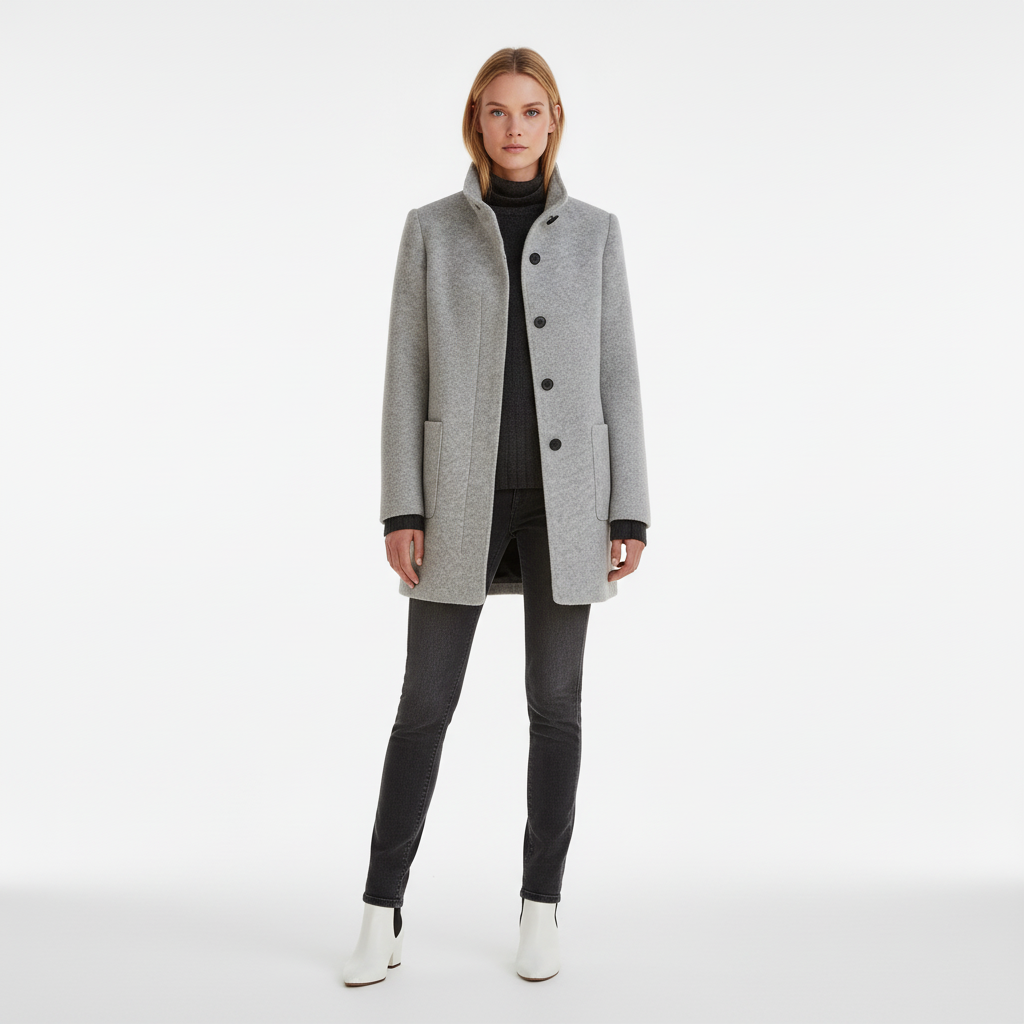 Klassieke Wolmix Jas voor Dames – Elegante Mantel