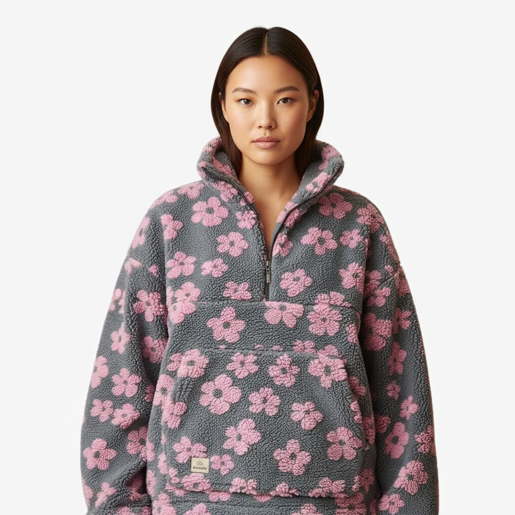 Warme Fleece Trui met Bloemenprint voor Dames