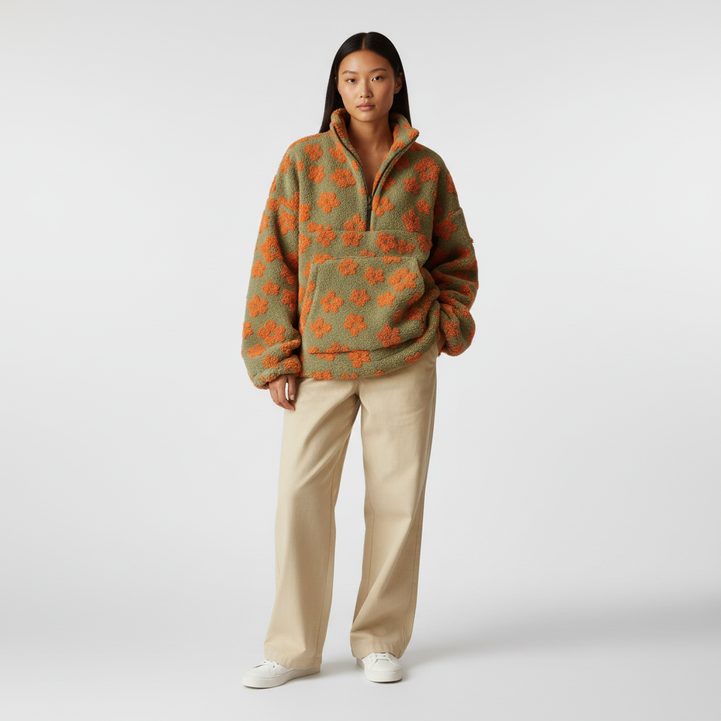 Warme Fleece Trui met Bloemenprint voor Dames