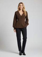 Bruine Gebreide Cardigan voor Dames – Zacht Warm Knit Vest