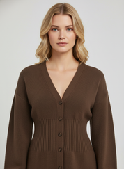 Bruine Gebreide Cardigan voor Dames – Zacht Warm Knit Vest