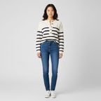 Gestreepte Dames Sweater met Knopen