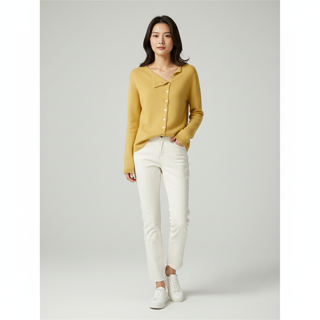 Tijdloos Gebreid Dames Vest met Schuine Knoopsluiting