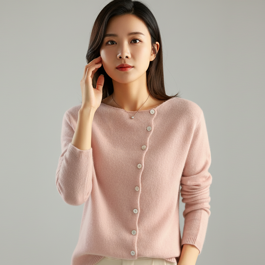 Tijdloos Gebreid Vest met Schuine Knoopsluiting