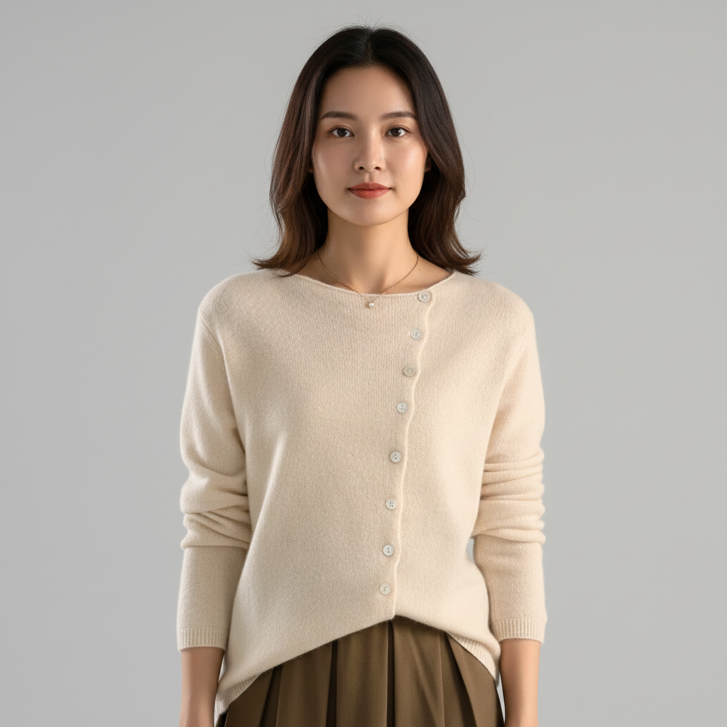 Tijdloos Gebreid Dames Vest met Schuine Knoopsluiting