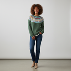Groene Dames Sweater met Winterse Print