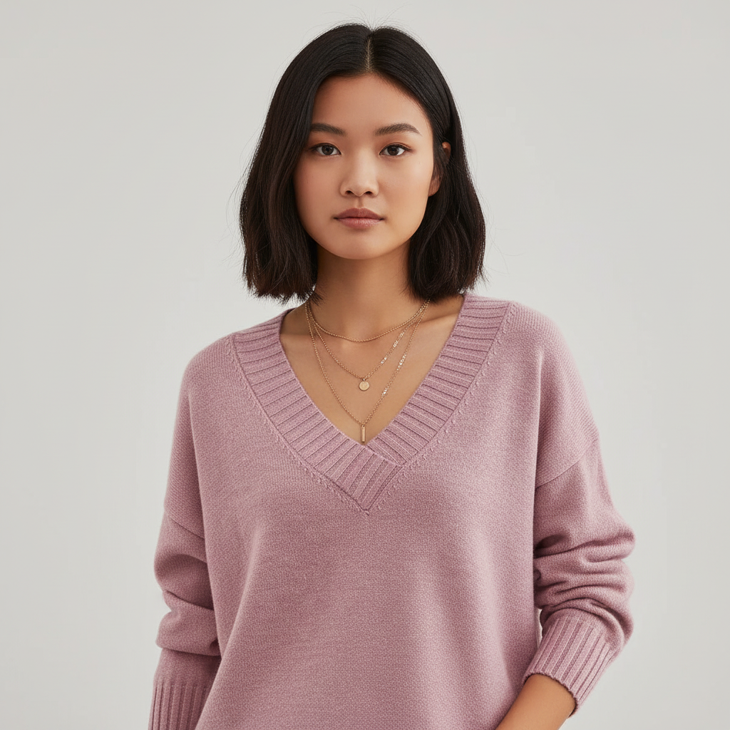 V-hals Gebreide Trui voor Dames – Zachte Warm Knit Sweater