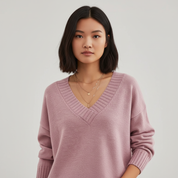 V-hals Gebreide Trui voor Dames – Zachte Warm Knit Sweater