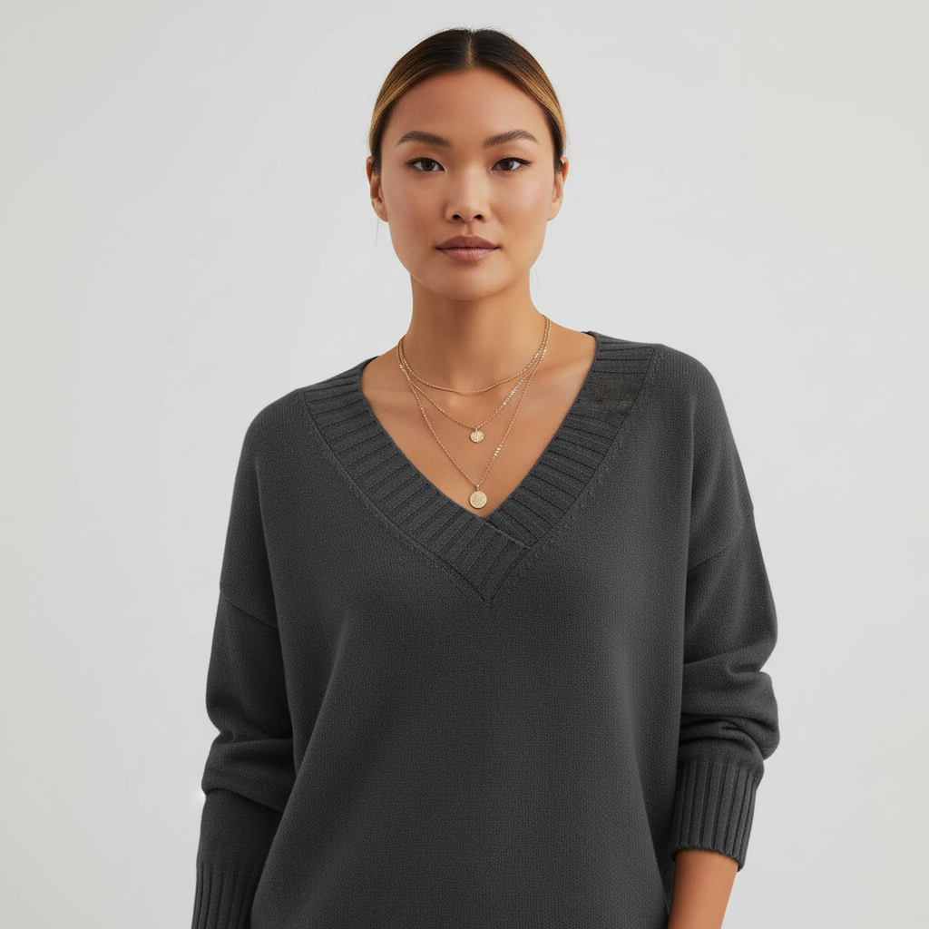 V-hals Gebreide Trui voor Dames – Zachte Warm Knit Sweater