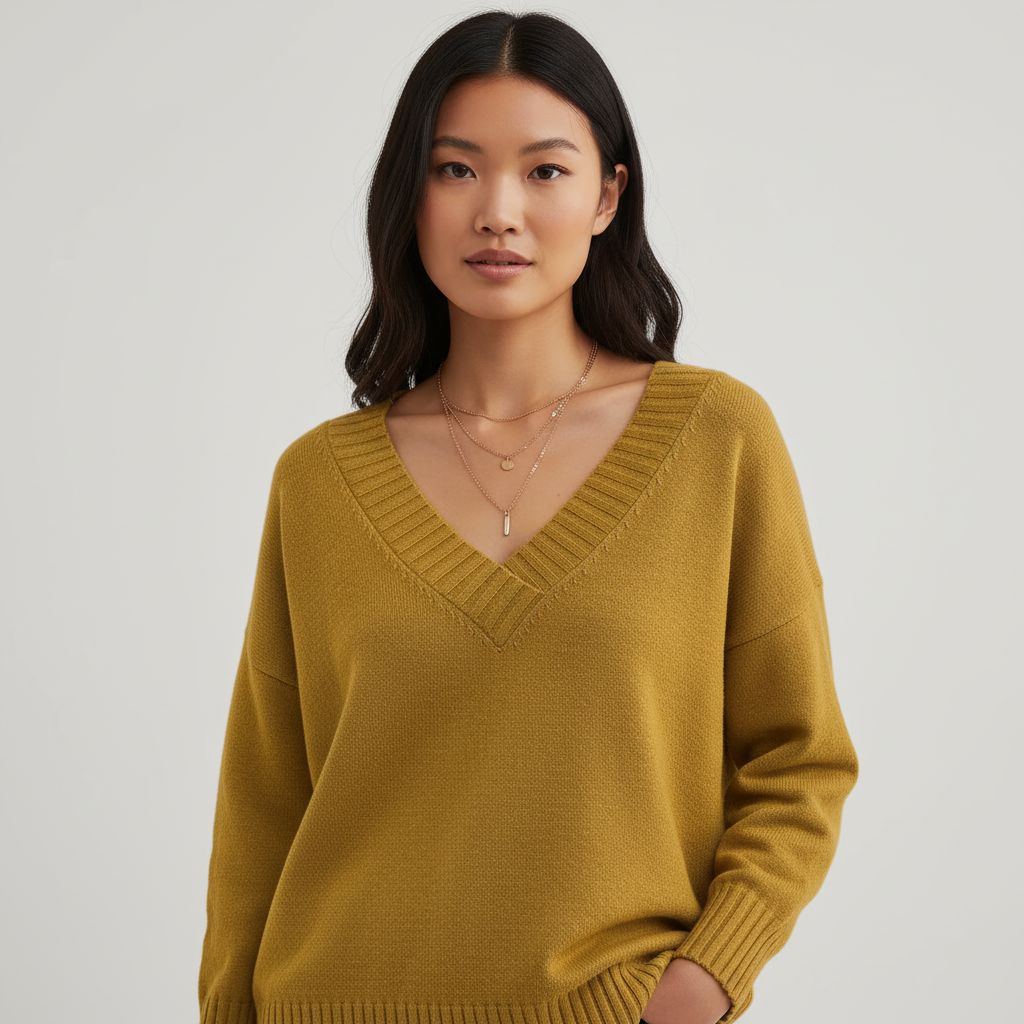 V-hals Gebreide Trui voor Dames – Zachte Warm Knit Sweater