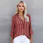 Gestreepte Linnen Blouse voor Dames – Luchtige Blouse