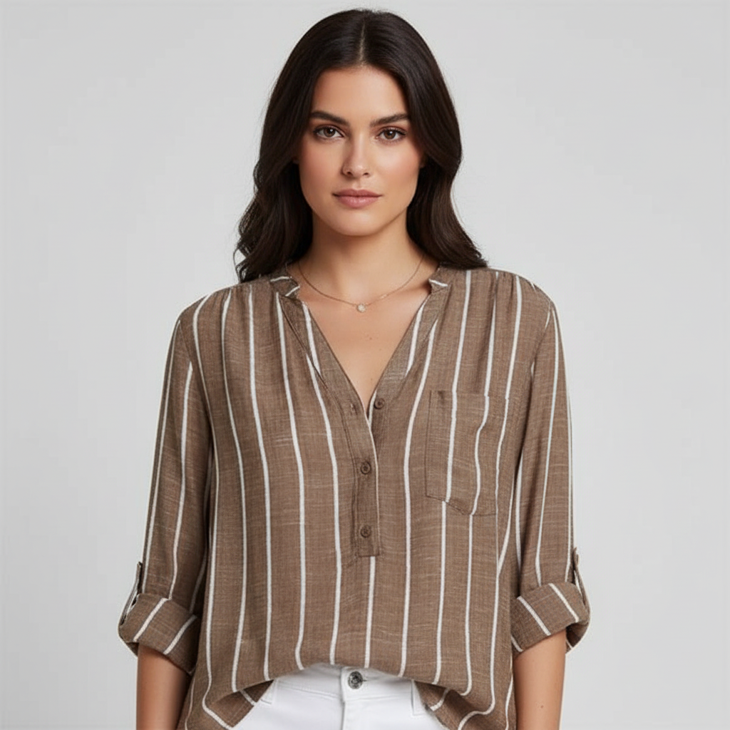 Gestreepte Linnen Blouse voor Dames – Luchtige Blouse