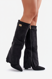 Suede Slouch Dames Laarzen – Trendy Hoge Laarzen