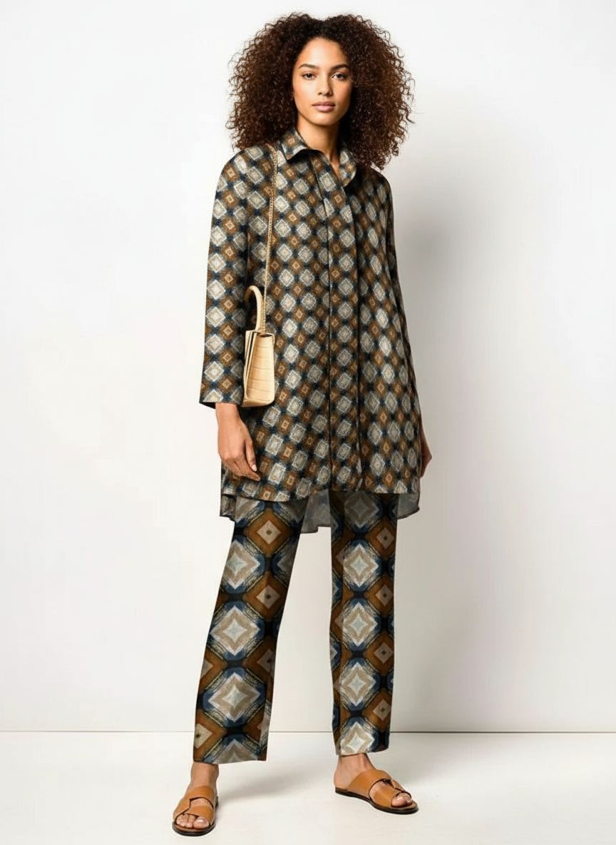 Dames Set met Geometrische Print – Trendy Twee-Delige Outfit