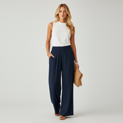 Luchtige Broek voor Dames met Rechte Pijpen en Elastische Taille