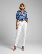 Fuchsia Grafische Blouse voor Dames – Trendy Statement Top