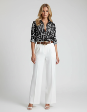 Fuchsia Grafische Blouse voor Dames – Trendy Statement Top