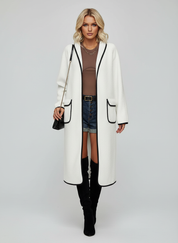 Lange Jas voor Dames met Contrasterende Rand