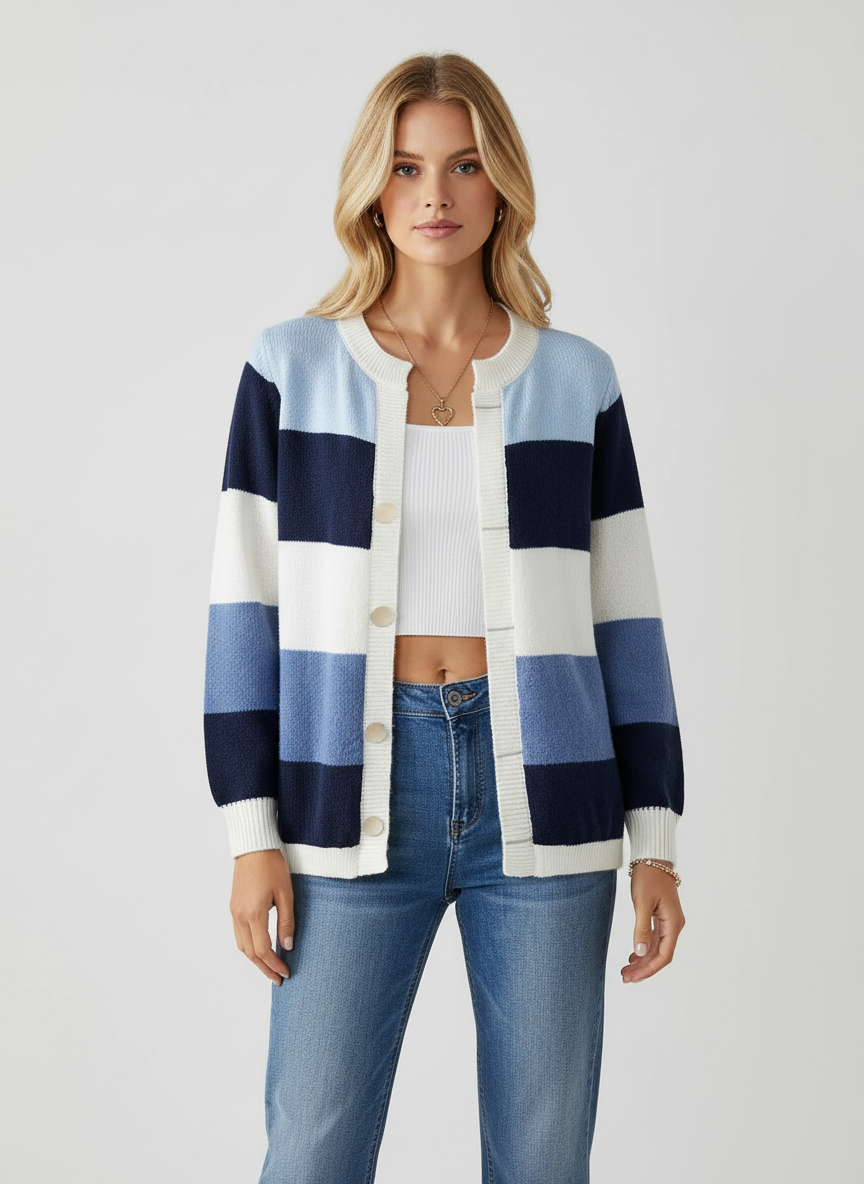 Dea Studios Gebreide Vest Pastel Streep