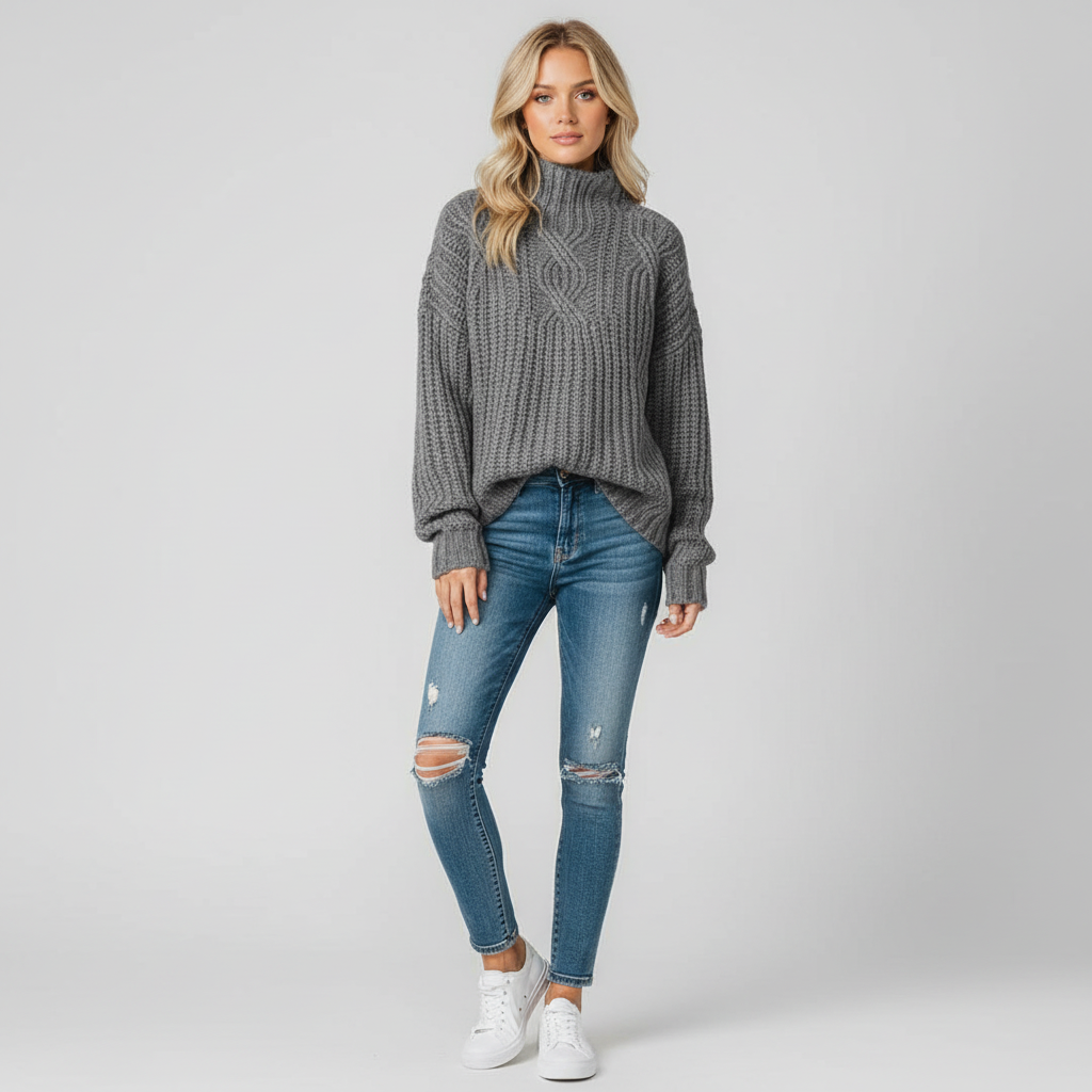 Gebreide Trui met Patroon voor Dames – Zachte Warm Knit Sweater