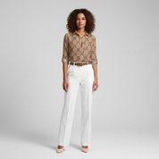 Geometric Print Blouse voor Dames – Trendy Grafische Blouse