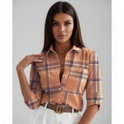 Geometric Print Blouse voor Dames – Trendy Grafische Blouse