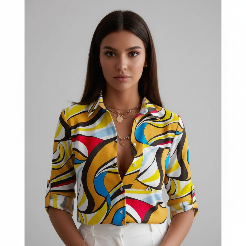 Dea Studios Geometric Print Blouse