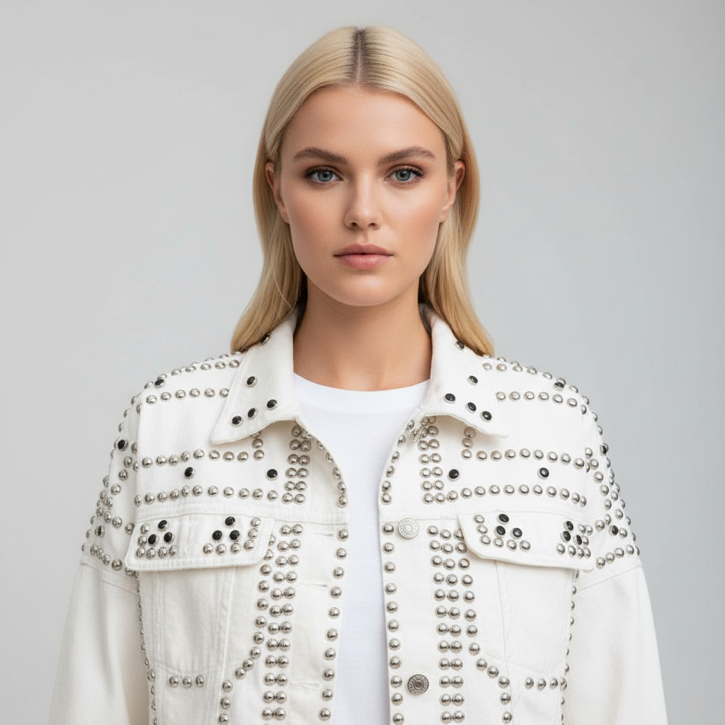 Studded Denim Jacket voor Dames – Stoer Spijkerjack
