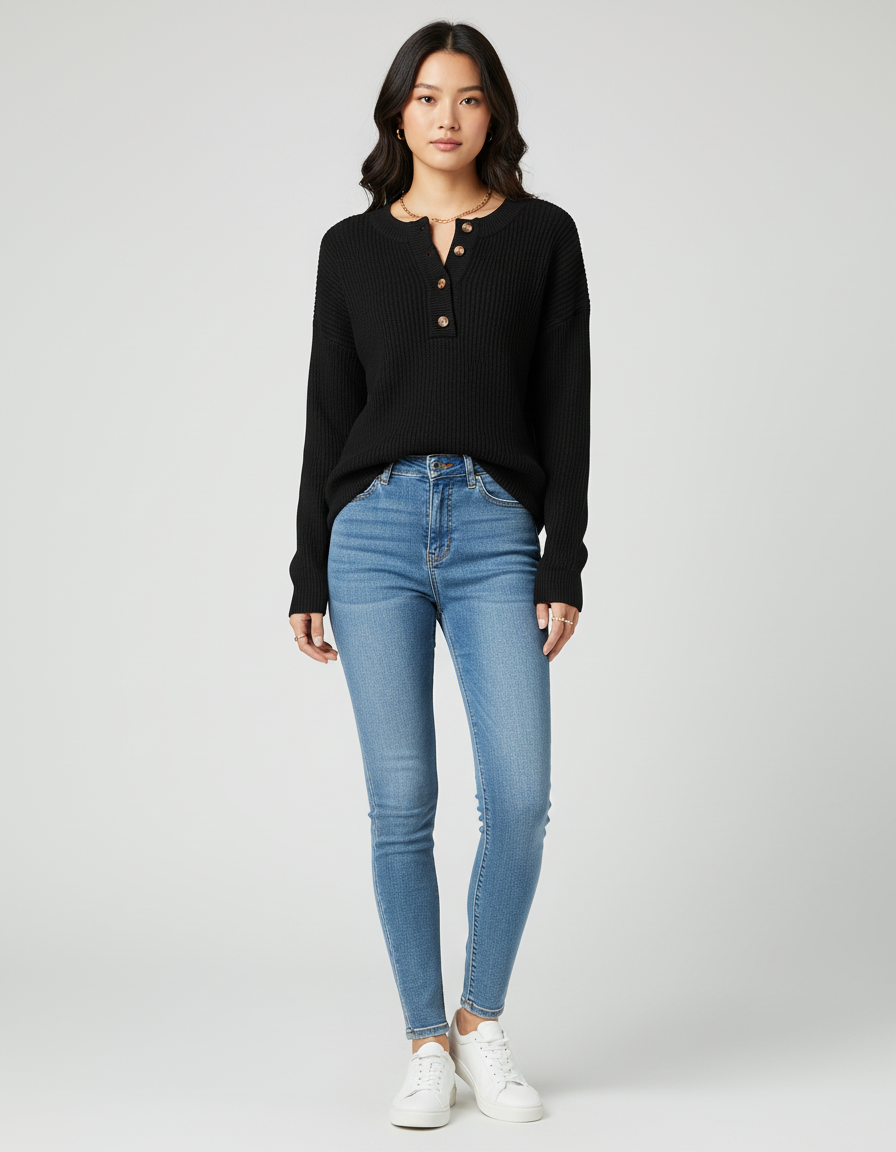 Dea Studios Gebreide Henley Trui