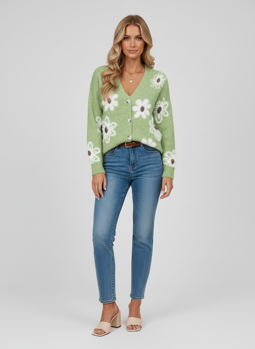 Dea Studios Bloemige Gebreide Cardigan