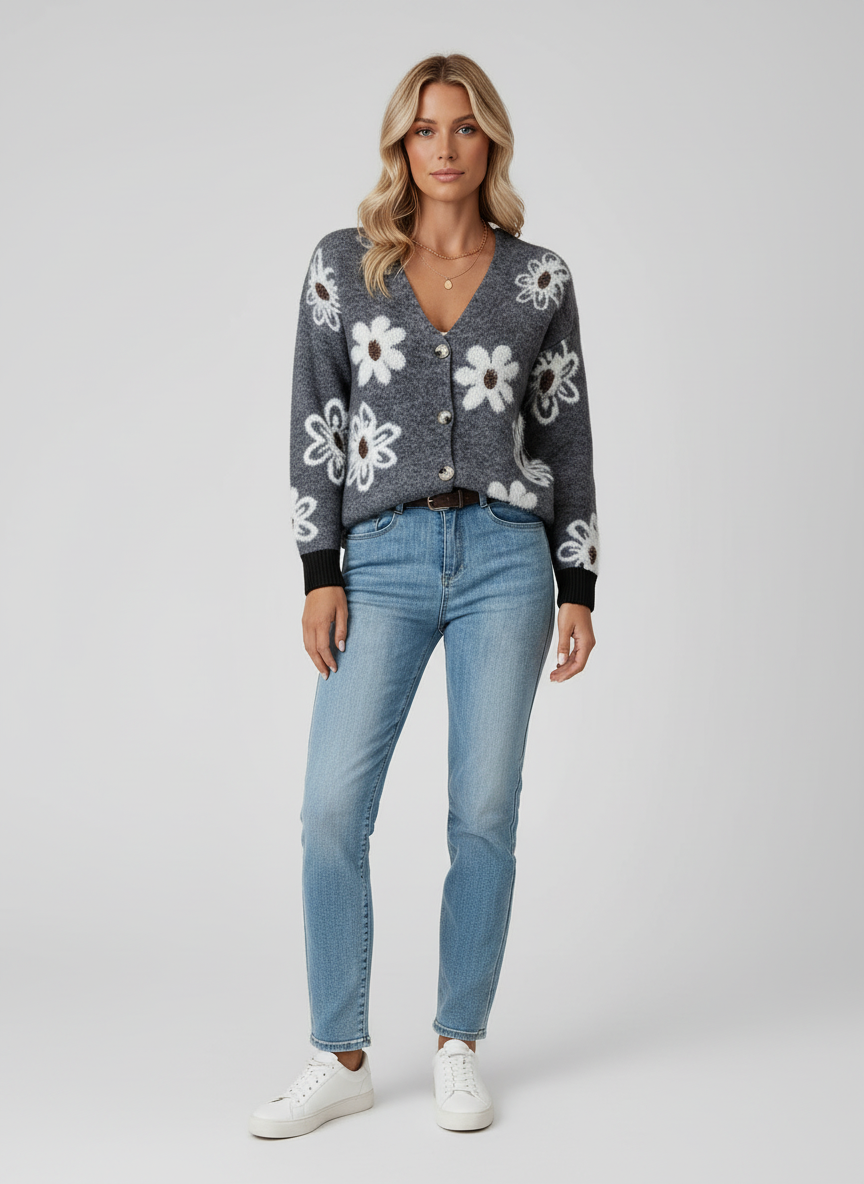 Dea Studios Bloemige Gebreide Cardigan