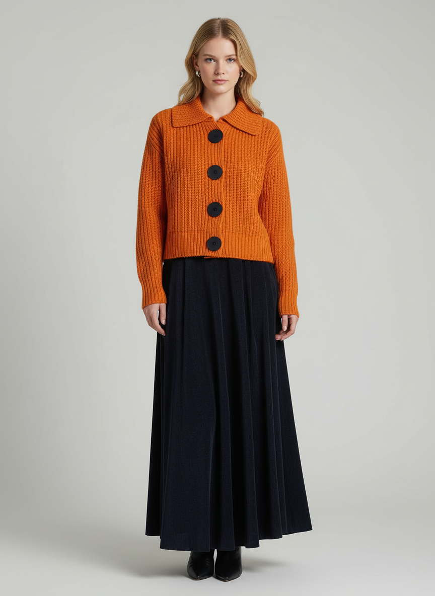 Dea Studios Gebreide Vest Oranje en Rood