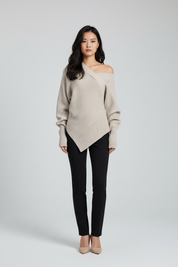 Asymmetrische Gebreide V-Hals Top voor Dames