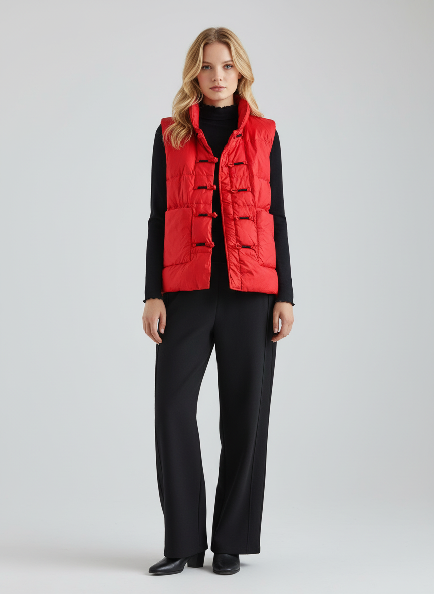 Winter Puffer Bodywarmer voor Dames – met Kraag & Zakken