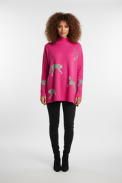 Leopard Print Relaxed Sweatshirt voor Dames – Comfortabele Trui met Split