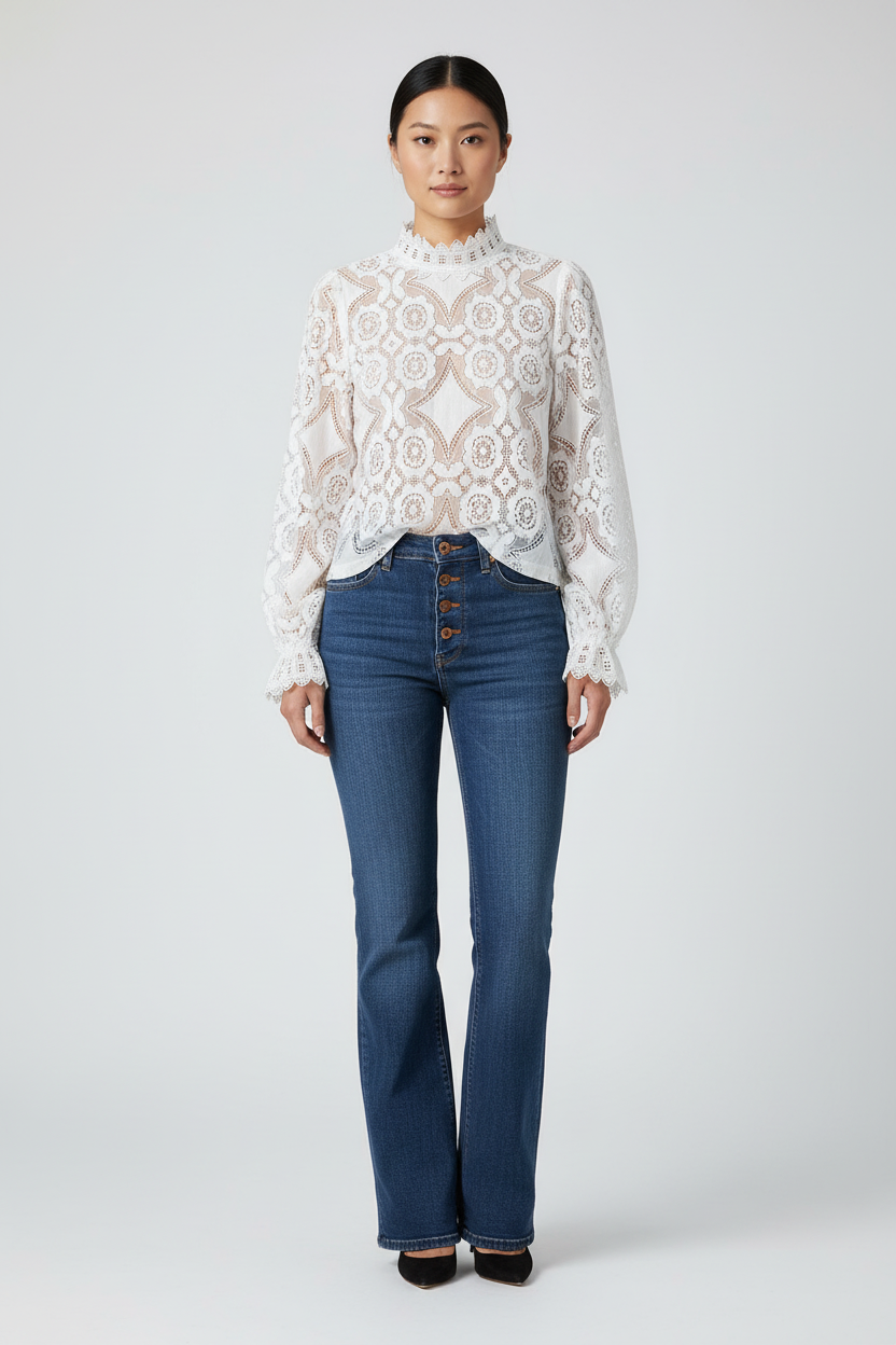 Elegante Dames Kant Top – Luxe Lace Top voor Feest & Casual Chic