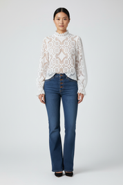 Elegante Dames Kant Top – Luxe Lace Top voor Feest & Casual Chic