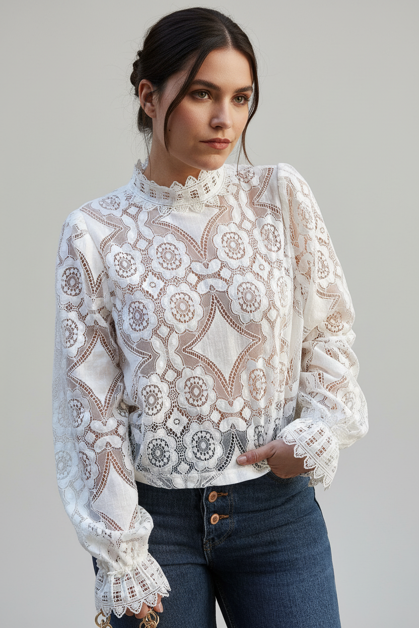 Elegante Dames Kant Top – Luxe Lace Top voor Feest & Casual Chic