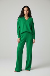 Dames Loungeset met V-hals – Comfortabele Luxe Loungewear Set