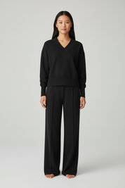 Dames Loungeset met V-hals – Comfortabele Luxe Loungewear Set