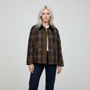 Geruite Dames Jas met Velvet Kraag – Vintage Jack