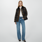 Dea Studios Geruite Jas met Velvet Kraag