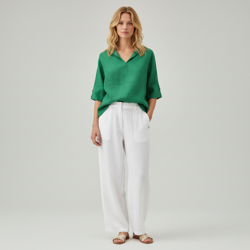 Linnen Dames Top met V-hals – Luchtige Top van Natuurlijk Linnen