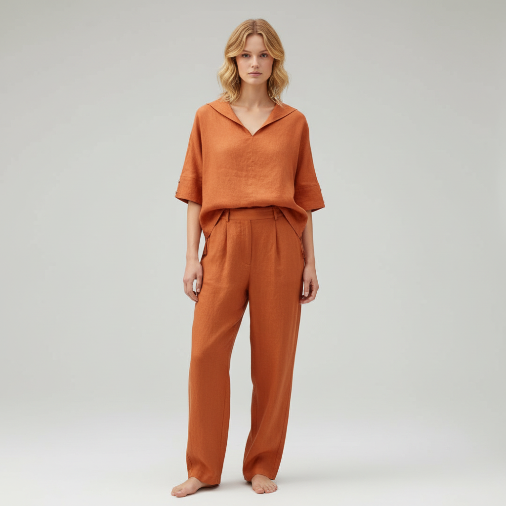 Linnen Dames Top met V-hals – Luchtige Top van Natuurlijk Linnen