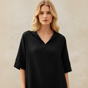 Linnen Dames Top met V-hals – Luchtige Top van Natuurlijk Linnen